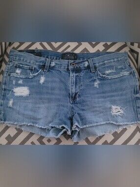 Women’s Distressed Blue Denim Shortie Shorts